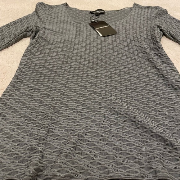 Emporio Armani Gray Jacquard Round Collar T-shirt Sz 36 (US 0), Made in Italy - Picture 8 of 11